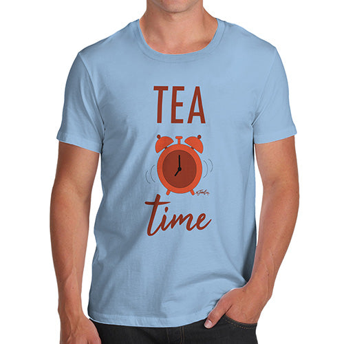 Novelty Tshirts Men Tea Time Men's T-Shirt Medium Sky Blue