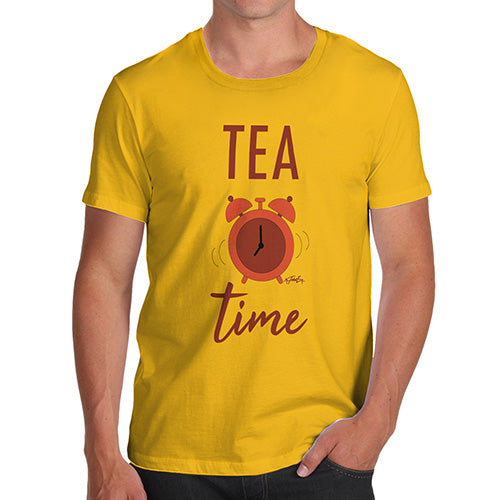 Mens T-Shirt Funny Geek Nerd Hilarious Joke Tea Time Men's T-Shirt Large Yellow