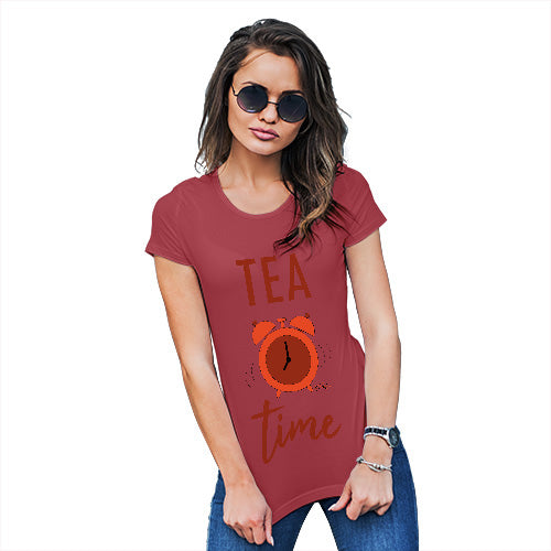 Funny T-Shirts For Women Sarcasm Tea Time Women's T-Shirt X-Large Red