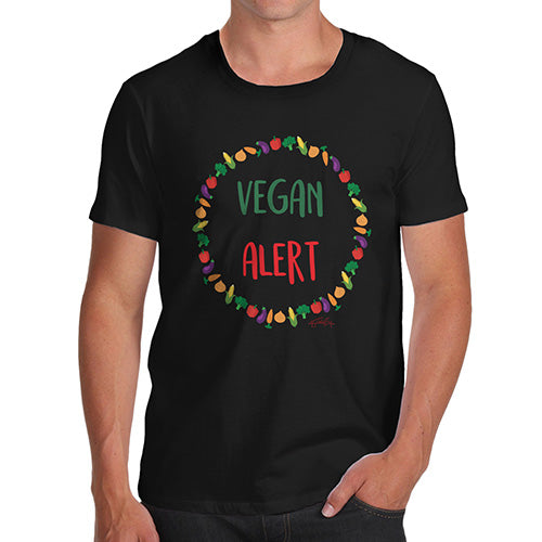 Funny T-Shirts For Men Vegan Alert Men's T-Shirt Small Black