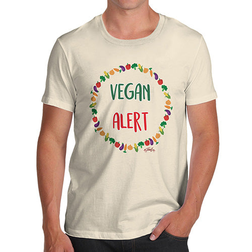 Funny Gifts For Men Vegan Alert Men's T-Shirt X-Large Natural