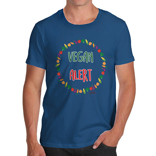 Novelty Tshirts Men Vegan Alert Men's T-Shirt X-Large Royal Blue
