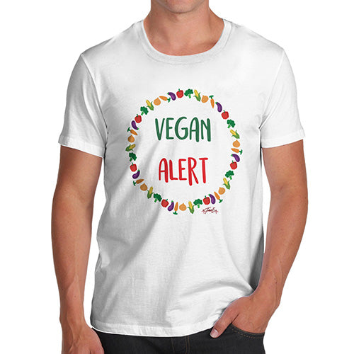 Mens Funny Sarcasm T Shirt Vegan Alert Men's T-Shirt Medium White