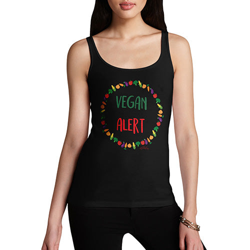 Funny Tank Top For Women Sarcasm Vegan Alert Women's Tank Top Small Black