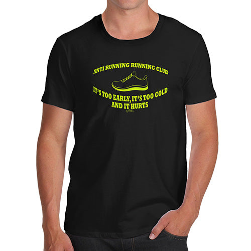 Novelty T Shirts For Dad Anti Running Running Club Men's T-Shirt Large Black