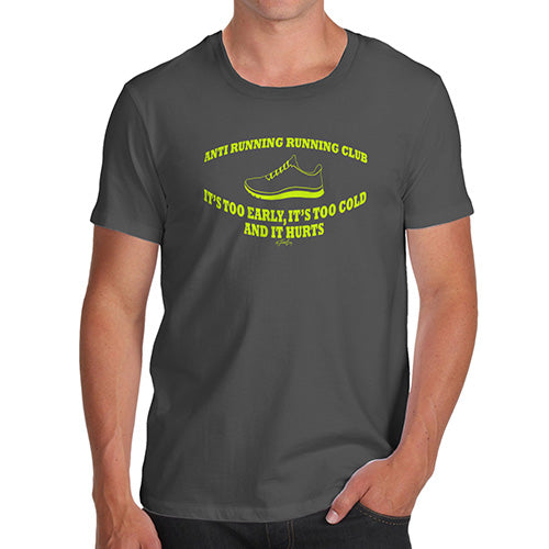 Funny Mens Tshirts Anti Running Running Club Men's T-Shirt Large Dark Grey