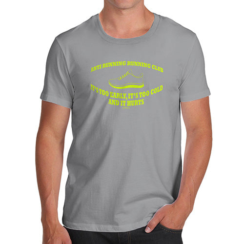 Funny Mens T Shirts Anti Running Running Club Men's T-Shirt Large Light Grey
