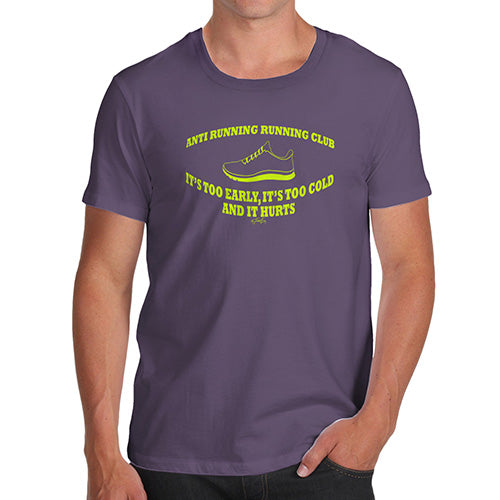 Novelty Tshirts Men Funny Anti Running Running Club Men's T-Shirt X-Large Plum