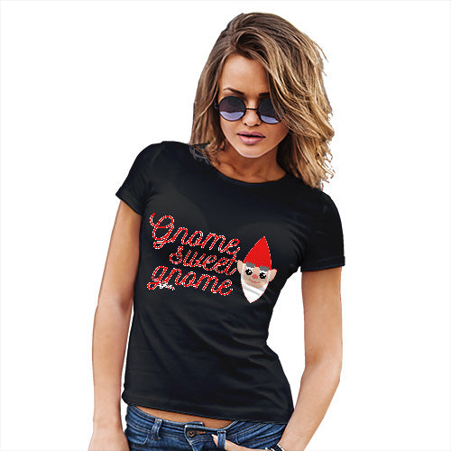 Funny T Shirts For Mom Gnome Sweet Gnome Women's T-Shirt Small Black