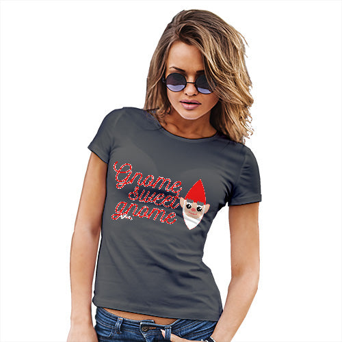 Womens Novelty T Shirt Christmas Gnome Sweet Gnome Women's T-Shirt Small Dark Grey