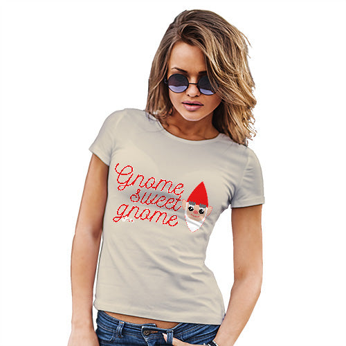 Funny Shirts For Women Gnome Sweet Gnome Women's T-Shirt Large Natural