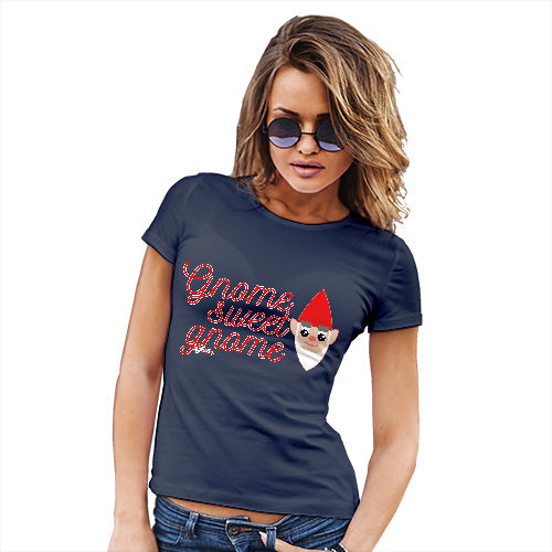 Funny Shirts For Women Gnome Sweet Gnome Women's T-Shirt Medium Navy
