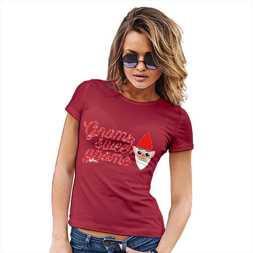 Funny T-Shirts For Women Gnome Sweet Gnome Women's T-Shirt Medium Red