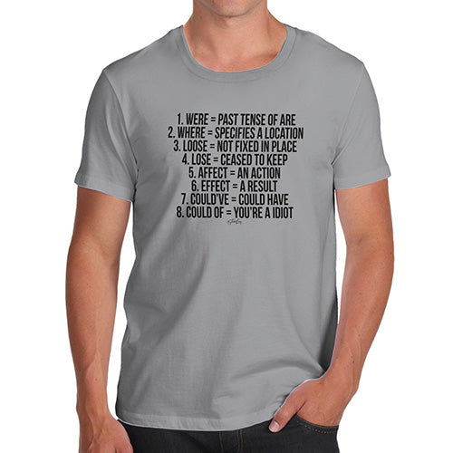 Mens T-Shirt Funny Geek Nerd Hilarious Joke Grammar Contractions Men's T-Shirt Medium Light Grey