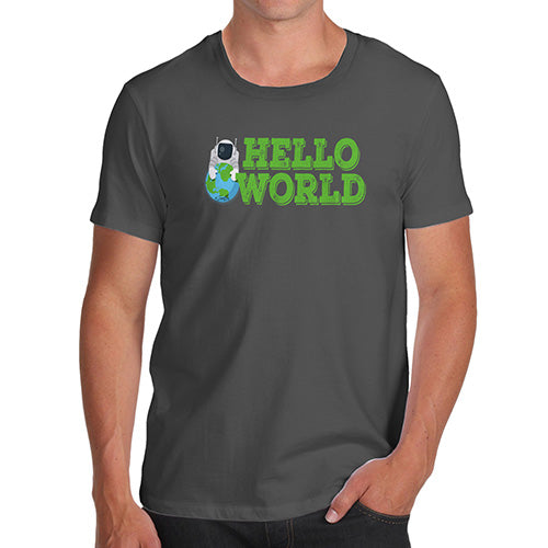 Funny Tee For Men Hello World Men's T-Shirt X-Large Dark Grey