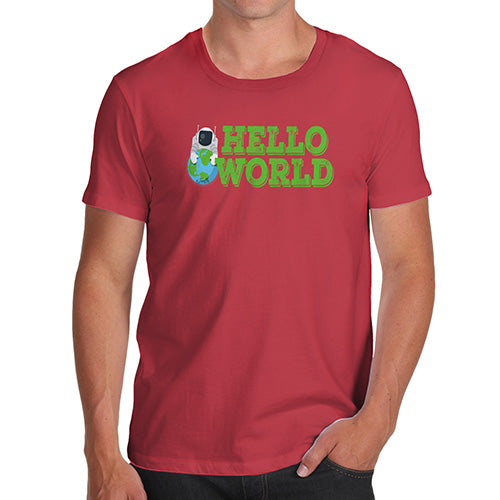 Novelty Tshirts Men Hello World Men's T-Shirt Small Red