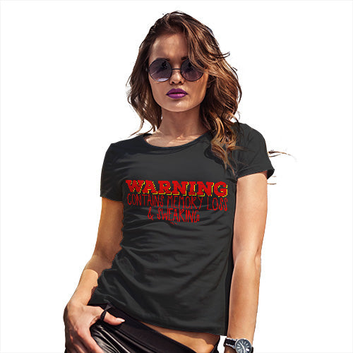 Womens Novelty T Shirt Christmas Contains Memory Loss & Swearing Women's T-Shirt X-Large Black