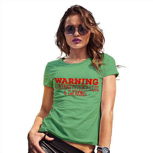 Funny Tee Shirts For Women Contains Memory Loss & Swearing Women's T-Shirt Medium Green