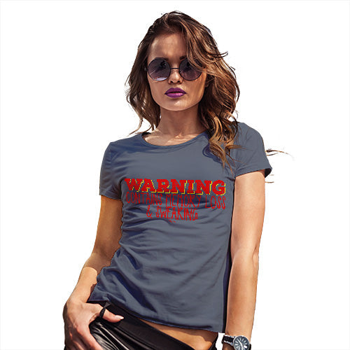 Funny T Shirts For Mum Contains Memory Loss & Swearing Women's T-Shirt Small Navy