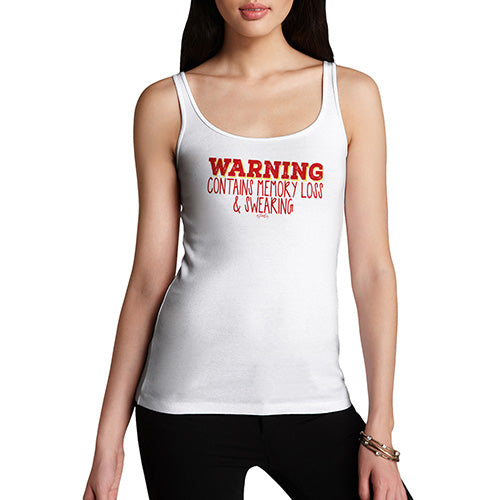 Novelty Tank Top Women Contains Memory Loss & Swearing Women's Tank Top Medium White