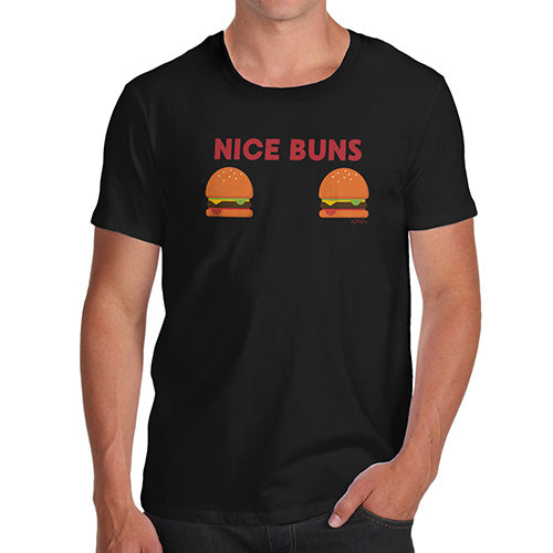 Funny Tee For Men Nice Buns Men's T-Shirt Large Black