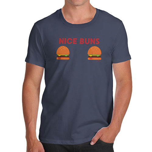 Funny T-Shirts For Men Nice Buns Men's T-Shirt Large Navy