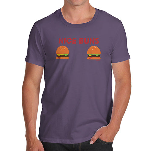 Funny Mens Tshirts Nice Buns Men's T-Shirt Large Plum