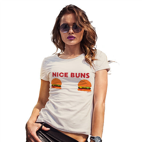 Funny T-Shirts For Women Nice Buns Women's T-Shirt X-Large Natural