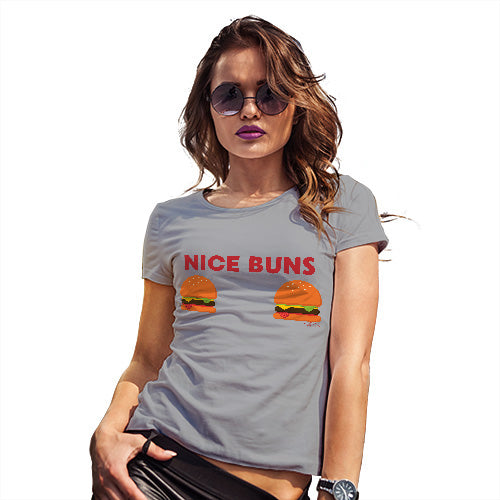 Novelty Gifts For Women Nice Buns Women's T-Shirt Small Light Grey