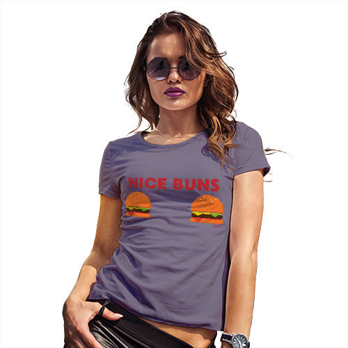 Funny T Shirts For Mum Nice Buns Women's T-Shirt X-Large Plum