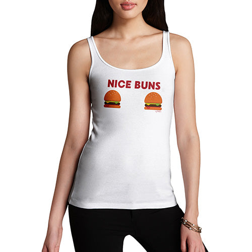 Funny Tank Top For Mom Nice Buns Women's Tank Top Large White