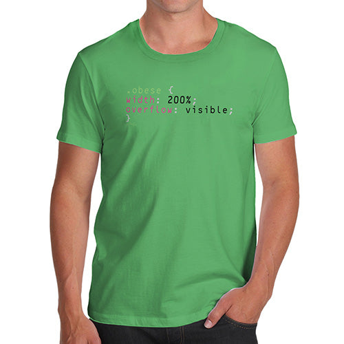 Novelty T Shirts For Dad Obese CSS Code Men's T-Shirt X-Large Green