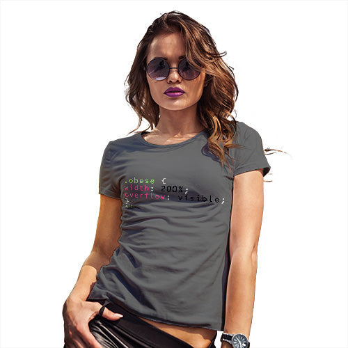 Funny T-Shirts For Women Obese CSS Code Women's T-Shirt Small Dark Grey