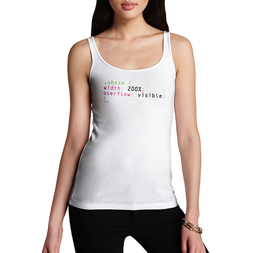 Women Funny Sarcasm Tank Top Obese CSS Code Women's Tank Top X-Large White
