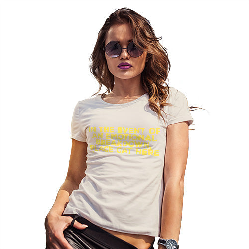 Funny Tee Shirts For Women Event Of Emotional Breakdown Place Cat Here Women's T-Shirt Medium Natural