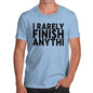 Funny Tshirts For Men I Rarely Finish Anything Men's T-Shirt Medium Sky Blue