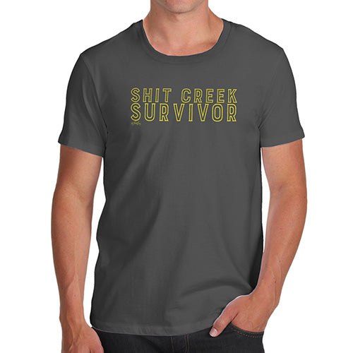 Mens Novelty T Shirt Christmas Sh-t Creek Survivor Men's T-Shirt X-Large Dark Grey