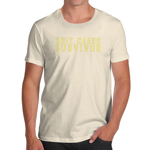 Funny T-Shirts For Men Sh-t Creek Survivor Men's T-Shirt Small Natural