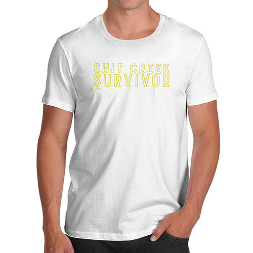 Novelty Tshirts Men Sh-t Creek Survivor Men's T-Shirt Small White