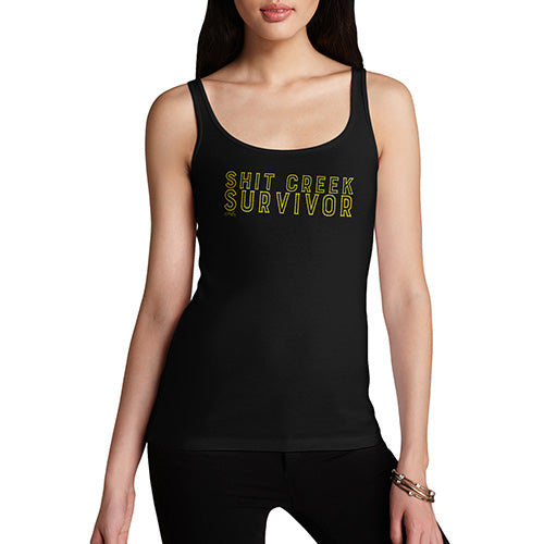 Funny Tank Top For Mom Sh-t Creek Survivor Women's Tank Top Small Black