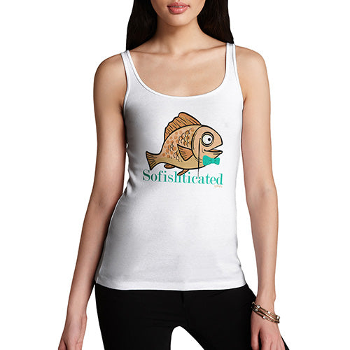 Womens Humor Novelty Graphic Funny Tank Top Sofishticated Women's Tank Top Large White