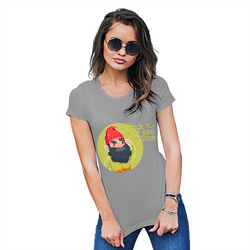 Womens Funny T Shirts Stick To What You Gnome Women's T-Shirt Medium Light Grey