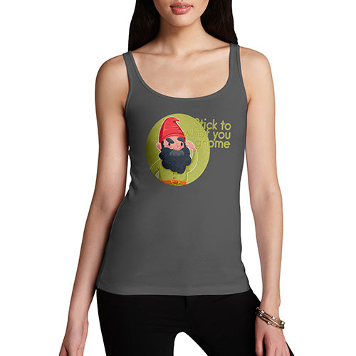 Womens Novelty Tank Top Christmas Stick To What You Gnome Women's Tank Top Small Dark Grey