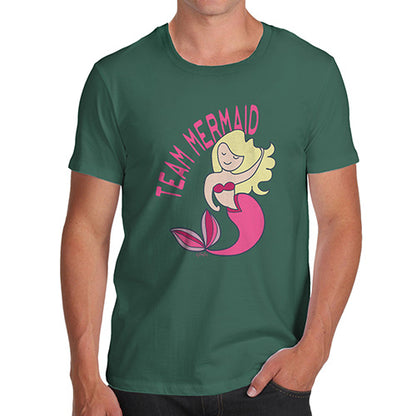 Funny Tee For Men Team Mermaid Men's T-Shirt X-Large Bottle Green