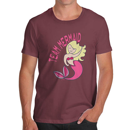 Funny T-Shirts For Guys Team Mermaid Men's T-Shirt Large Burgundy