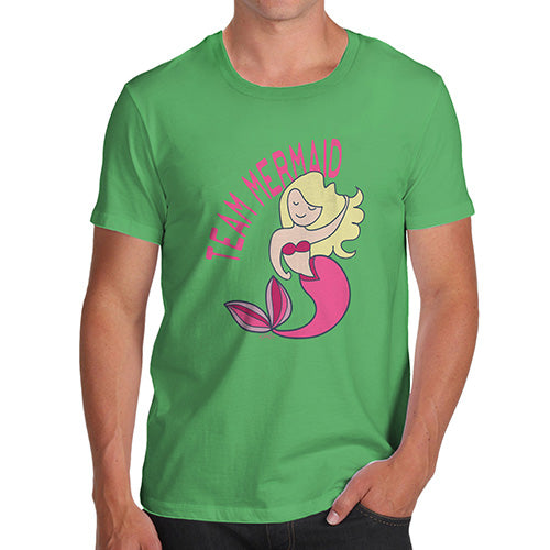 Mens T-Shirt Funny Geek Nerd Hilarious Joke Team Mermaid Men's T-Shirt Large Green