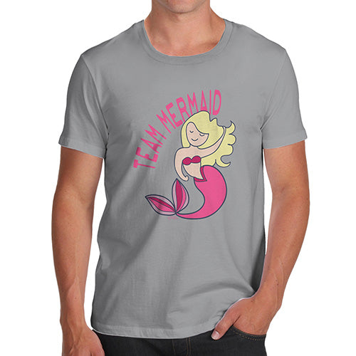 Mens Humor Novelty Graphic Sarcasm Funny T Shirt Team Mermaid Men's T-Shirt Small Light Grey