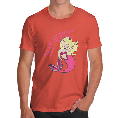 Funny Tee Shirts For Men Team Mermaid Men's T-Shirt X-Large Orange