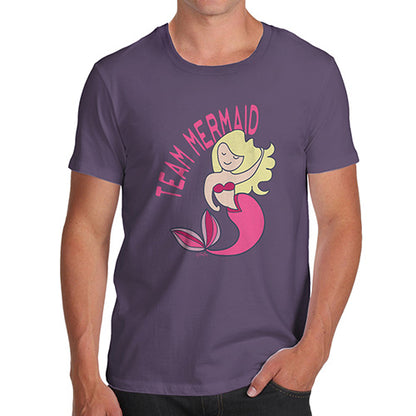 Mens Funny Sarcasm T Shirt Team Mermaid Men's T-Shirt X-Large Plum