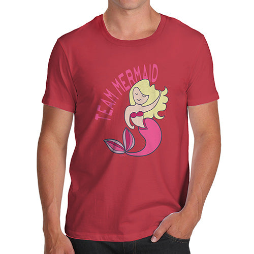 Funny Mens Tshirts Team Mermaid Men's T-Shirt X-Large Red